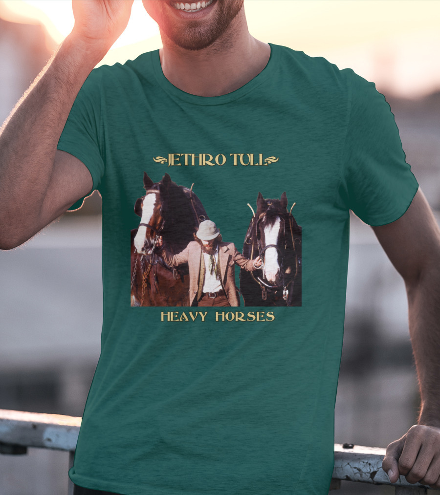 Jethro Tull Heavy Horses Album Cover With Horses And Figure T-Shirt