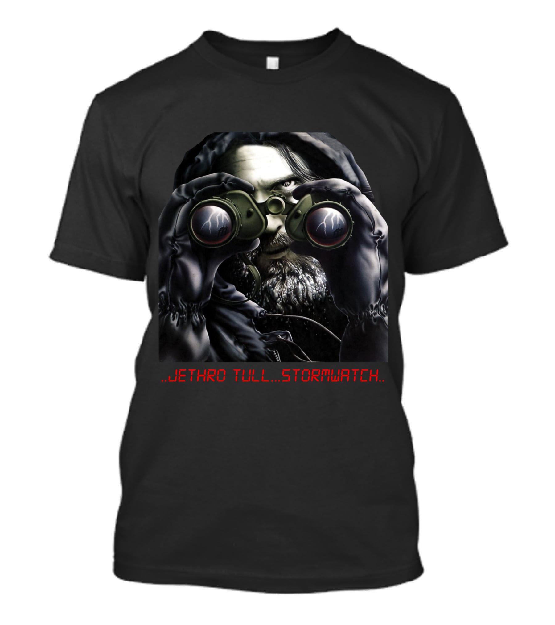 Jethro Tull Stormwatch Binoculars Hooded Figure And Lightning Reflections T-Shirt