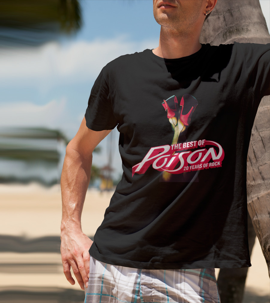 The Best Of Poison 20 Years Of Rock Red Heels On Black T-Shirt