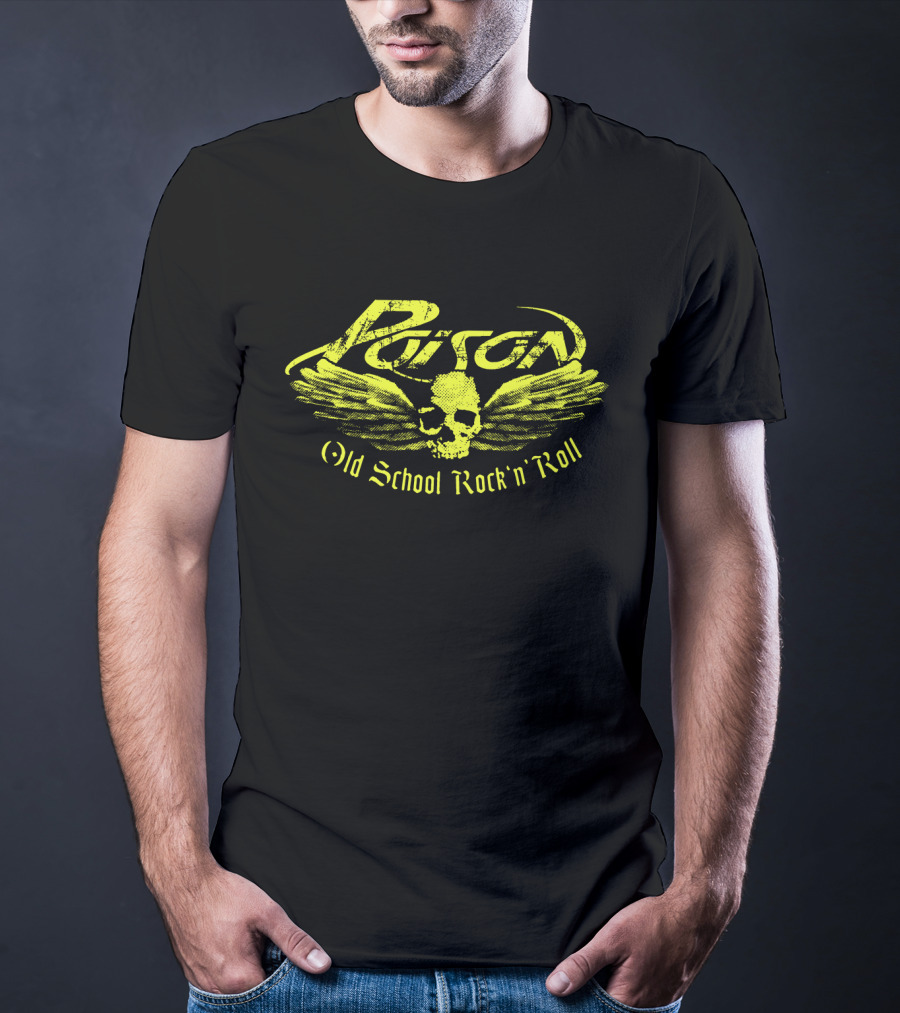 Poison Old School Rock 'N' Roll Skull With Wings T-Shirt
