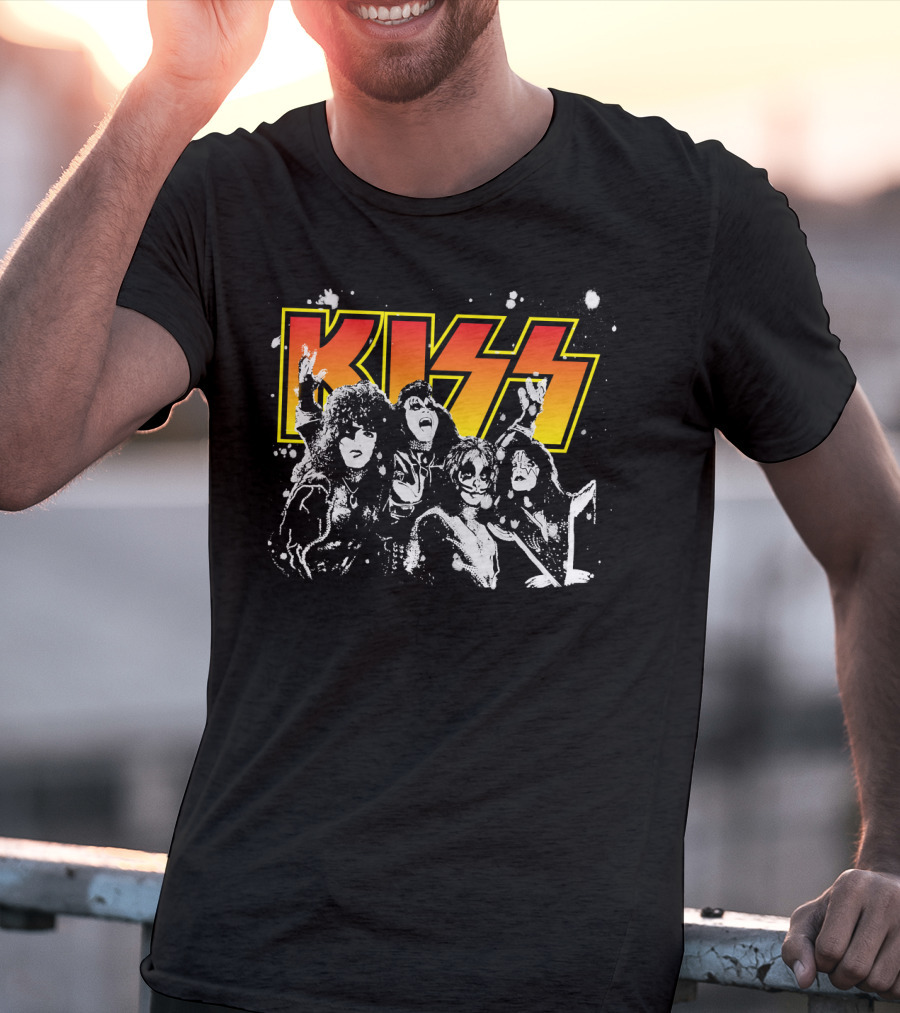 Kiss Band Black And White Group Photo T-Shirt