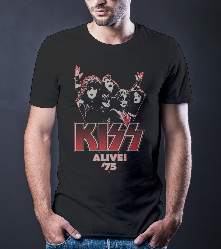 Kiss Alive 75 Concert Tour Poster Iconic Band Members T-Shirt