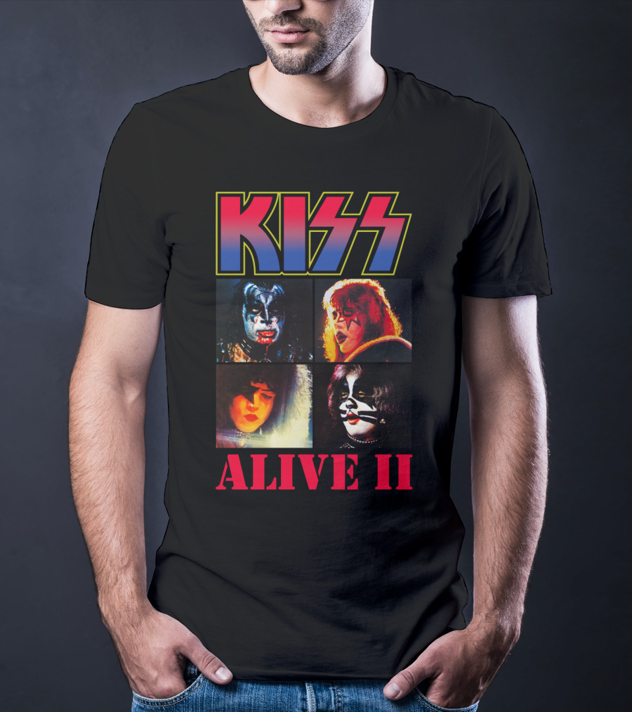 Kiss Alive Ii Classic Band Members Photo Collage T-Shirt