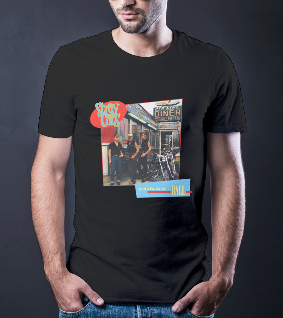 Stray Cats Gonna Ball Fine Line Diner Parking T-Shirt