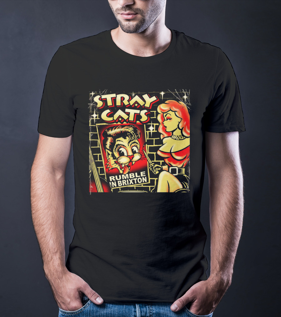 Stray Cats Rumble In Brixton Retro Style T-Shirt