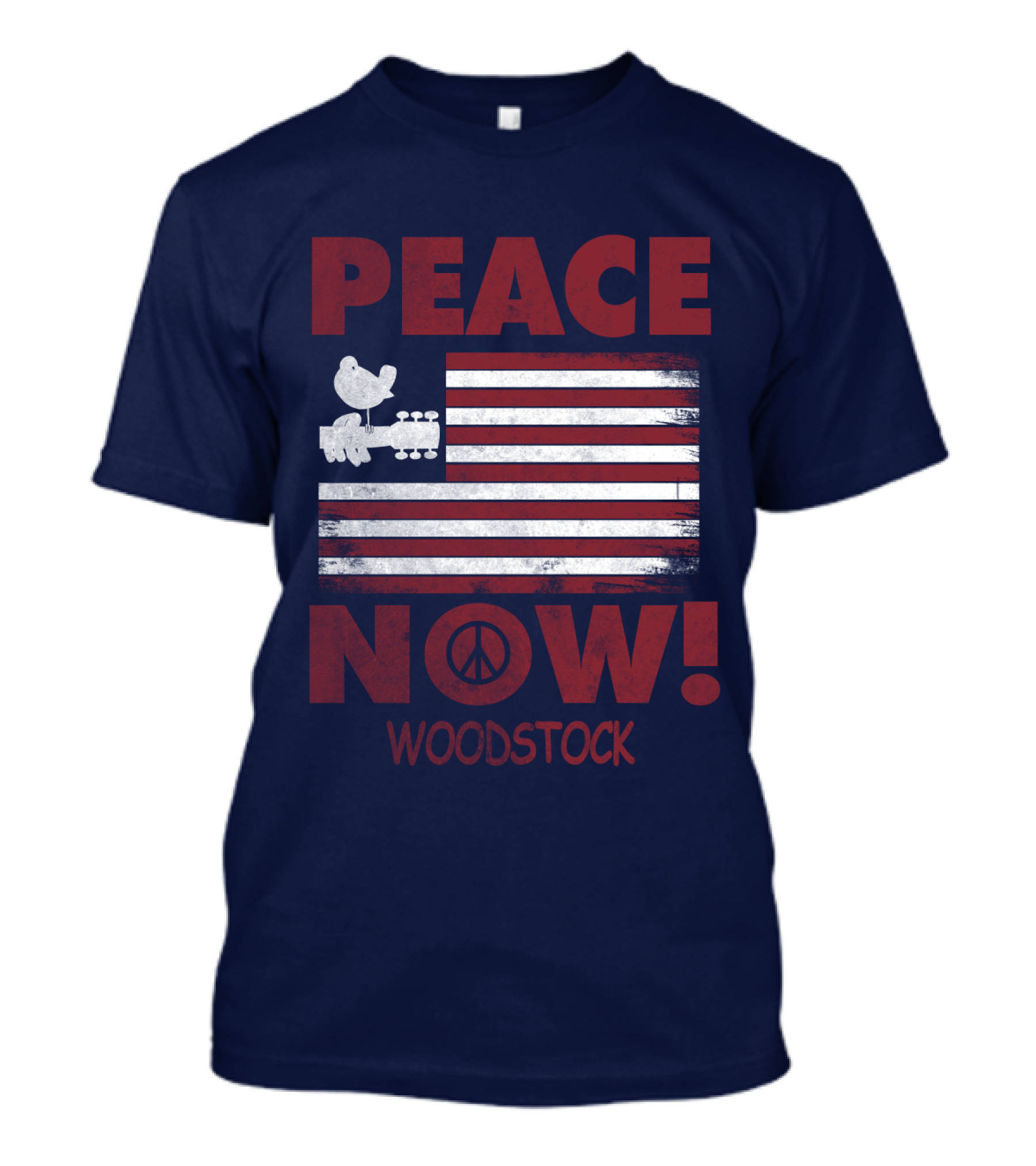 Woodstock Peace Now! American Flag Guitar Bird T-Shirt