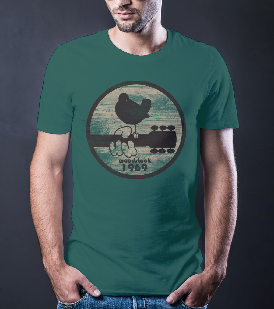 Woodstock 1969 Vintage Bird On Guitar T-Shirt
