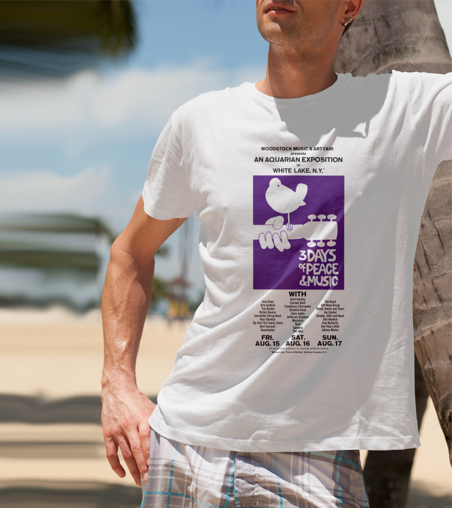 Woodstock Music & Art Fair An Aquarian Exposition White Lake Ny 3 Days Of Peace & Music Aug 15-17 T-Shirt