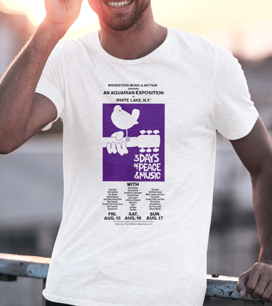 Woodstock Music & Art Fair An Aquarian Exposition White Lake Ny 3 Days Of Peace & Music Aug 15-17 T-Shirt