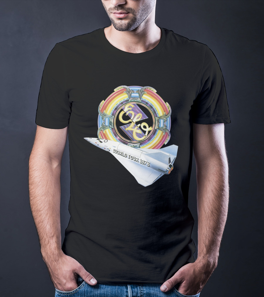 Electric Light Orchestra World Tour 1978 Logo With Spacecraft T-Shirt