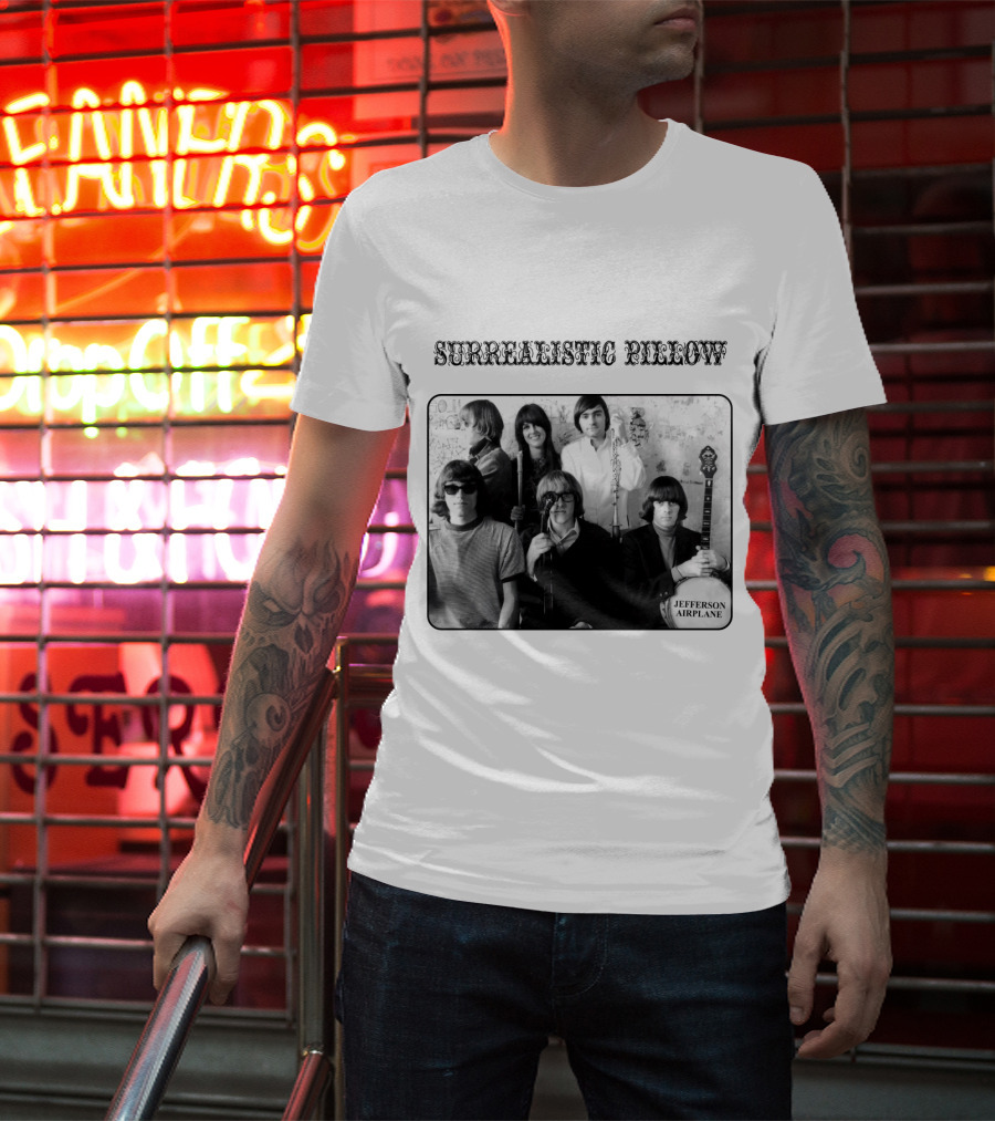 Surrealistic Pillow Jefferson Airplane Album Cover Black And White Photography T-Shirt