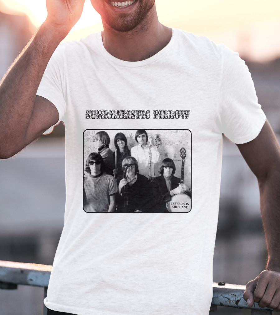 Surrealistic Pillow Jefferson Airplane Album Cover Black And White Photography T-Shirt