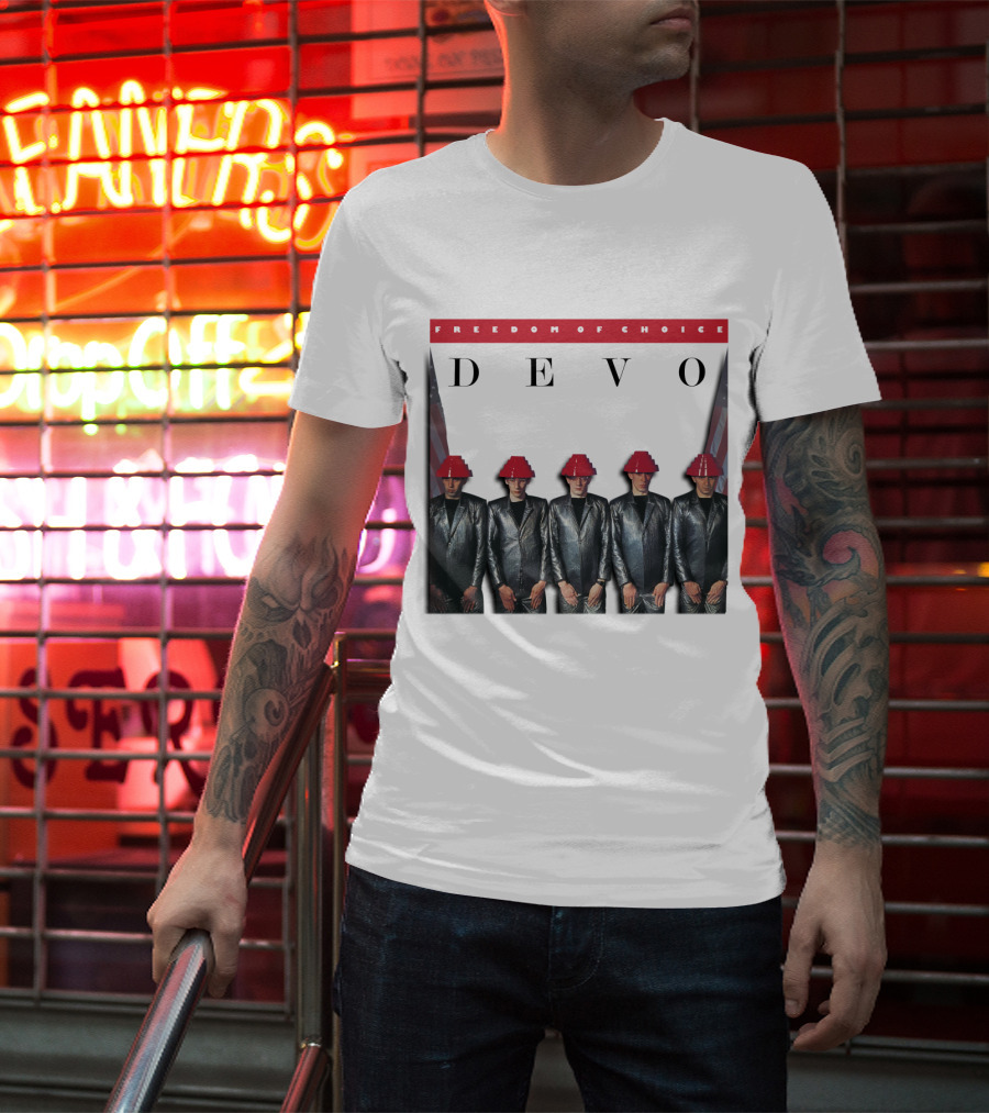 Freedom Of Choice Devo Red Hat Band Members T-Shirt