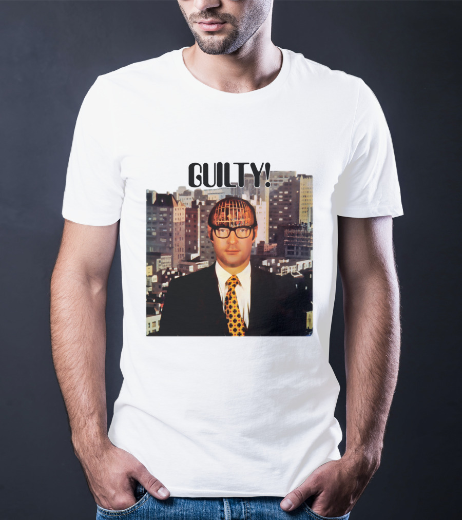 Guilty! Man With Cityscape Cage Head T-Shirt