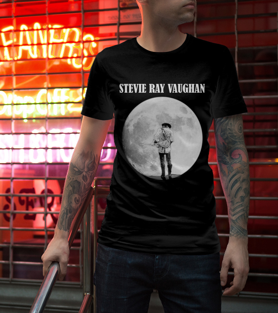 Stevie Ray Vaughan Moon Guitar Silhouette T-Shirt
