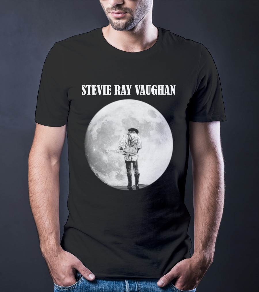 Stevie Ray Vaughan Moon Guitar Silhouette T-Shirt