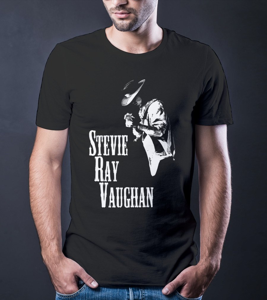 Stevie Ray Vaughan Black And White Silhouette T-Shirt