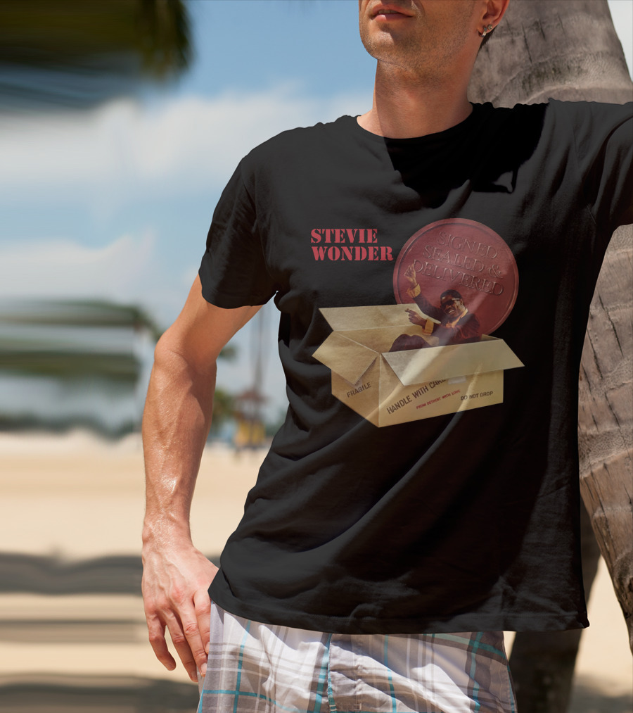 Stevie Wonder Signed Sealed & Delivered Album Cover T-Shirt