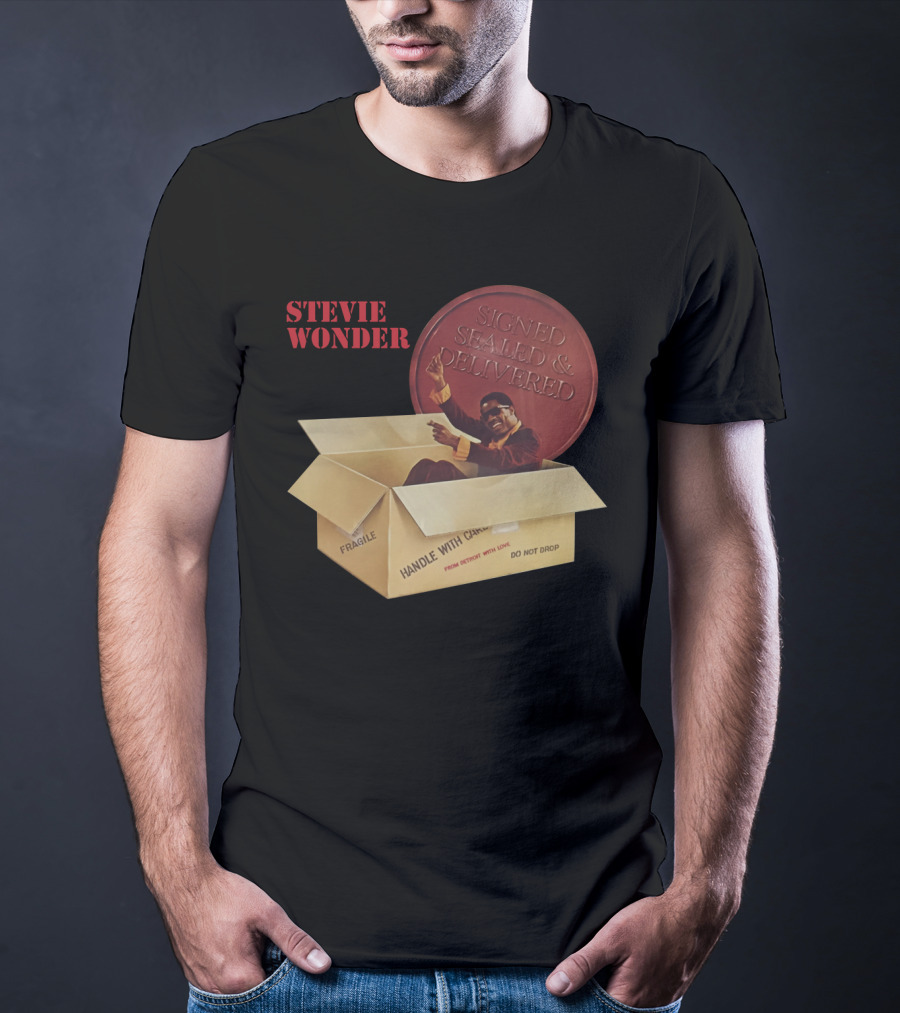 Stevie Wonder Signed Sealed & Delivered Album Cover T-Shirt