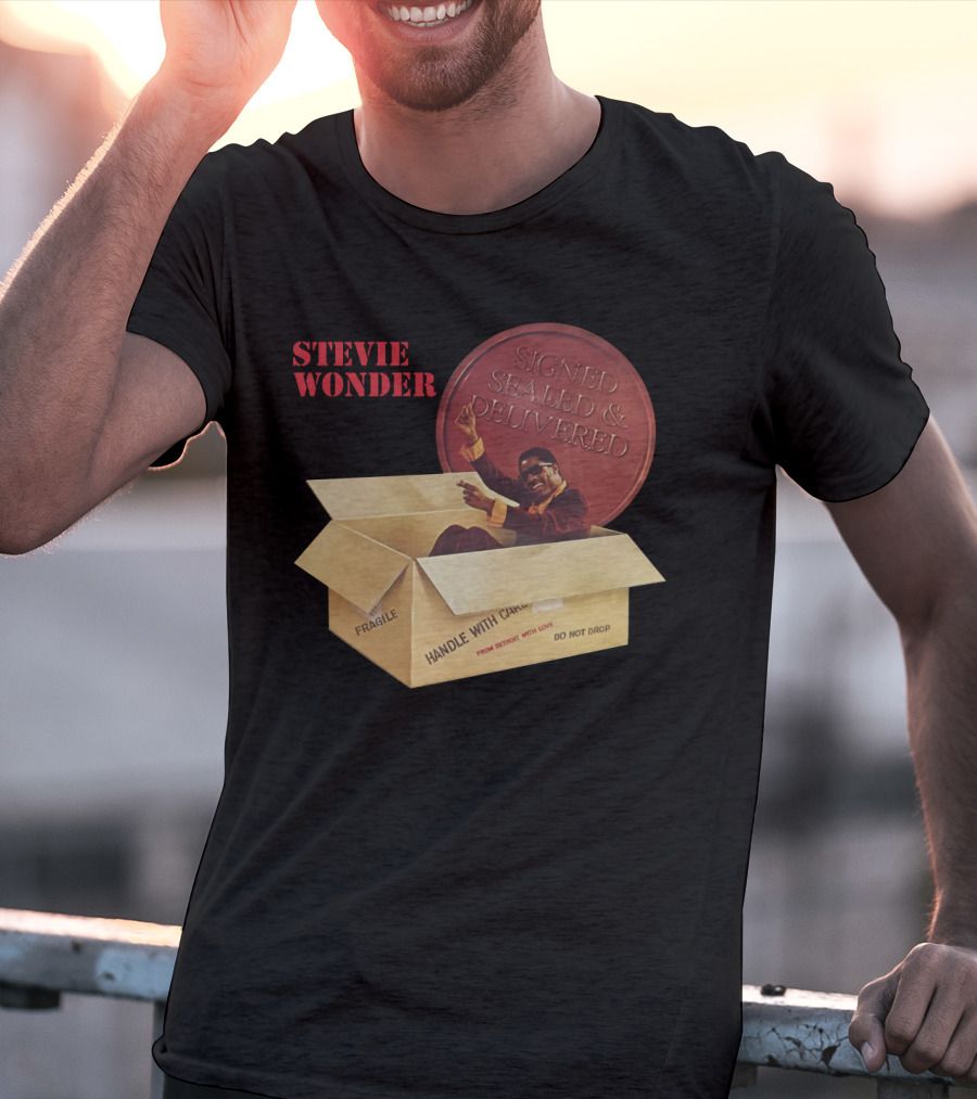 Stevie Wonder Signed Sealed & Delivered Album Cover T-Shirt
