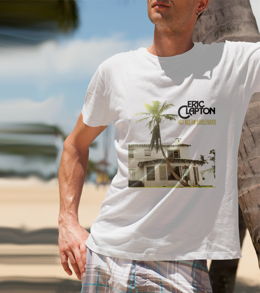 Eric Clapton 461 Ocean Boulevard Album Cover Palm Tree House T-Shirt