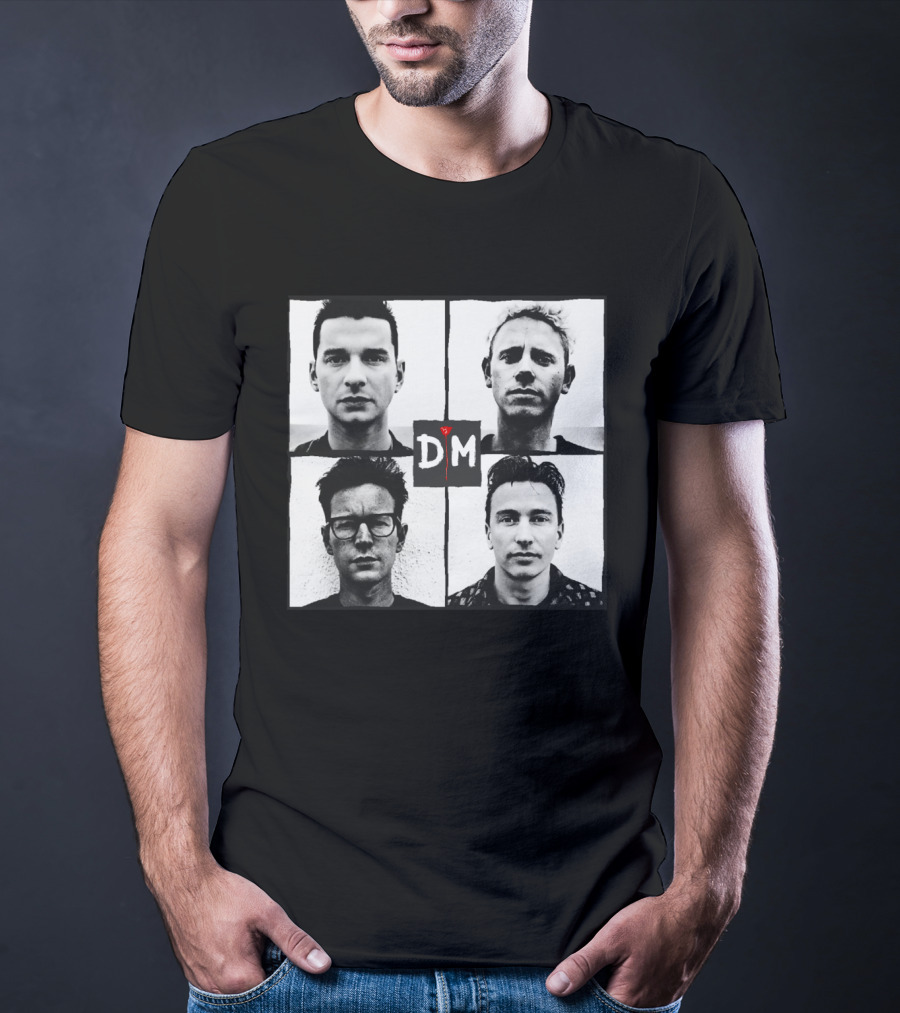 Depeche Mode Band Members Black And White Square Grid D M T-Shirt