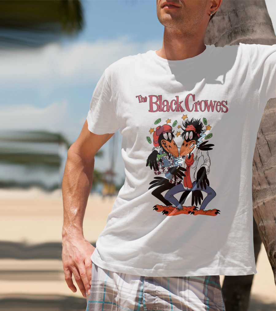 The Black Crowes Comic Duo With Stars And Spirals T-Shirt