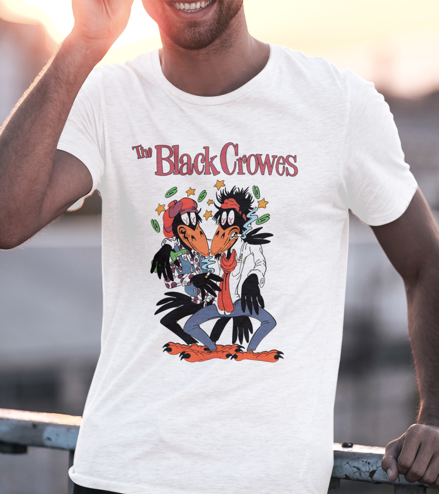 The Black Crowes Comic Duo With Stars And Spirals T-Shirt