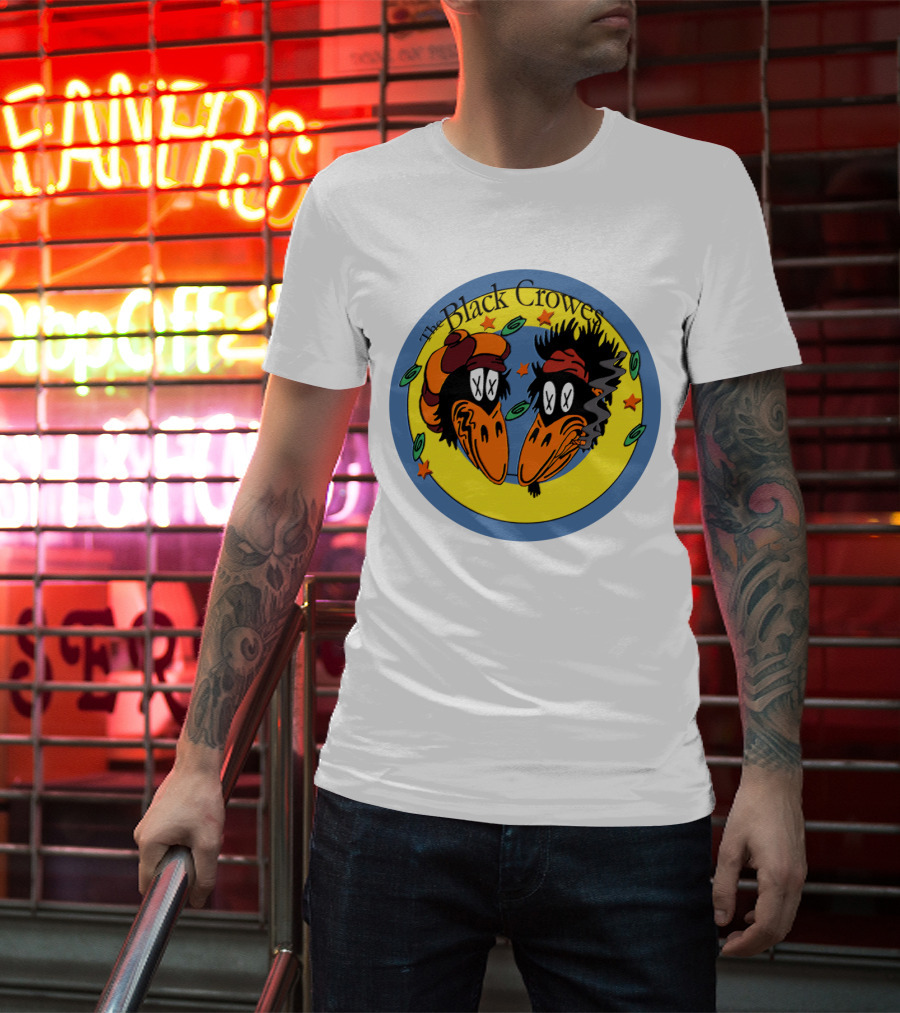 The Black Crowes Cartoon Birds Circle Stars T-Shirt