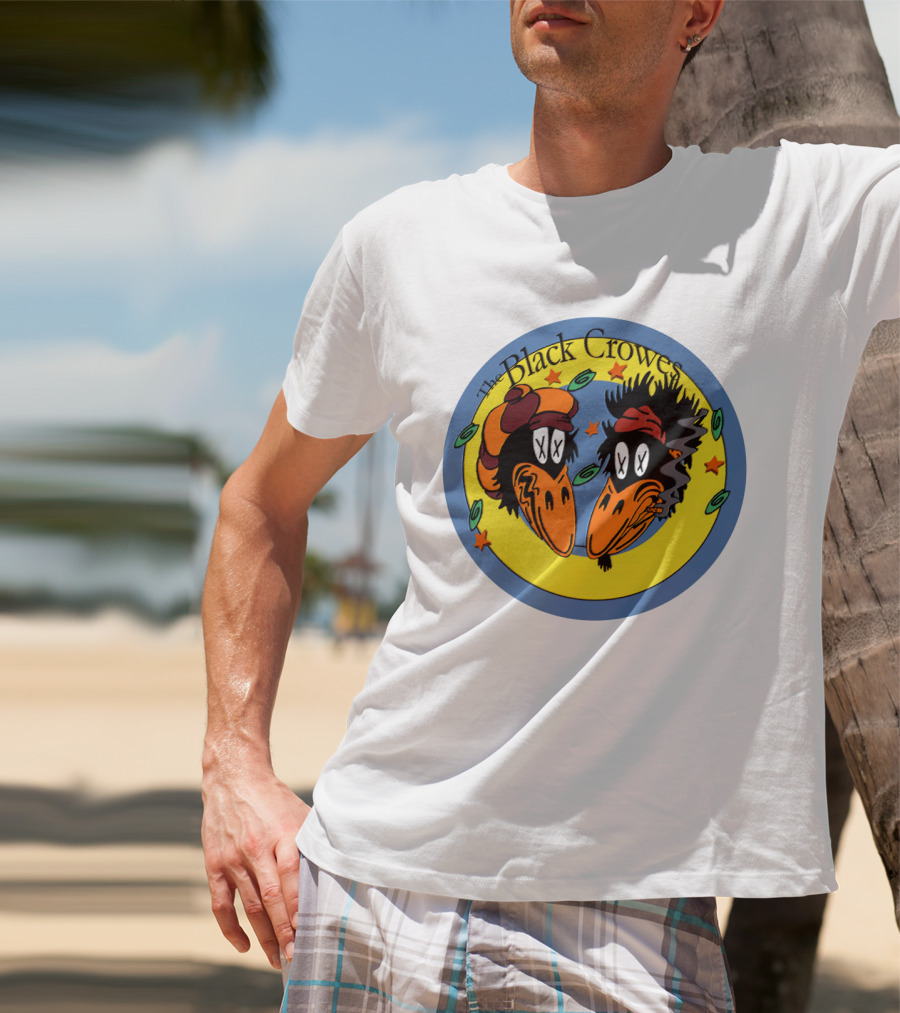 The Black Crowes Cartoon Birds Circle Stars T-Shirt
