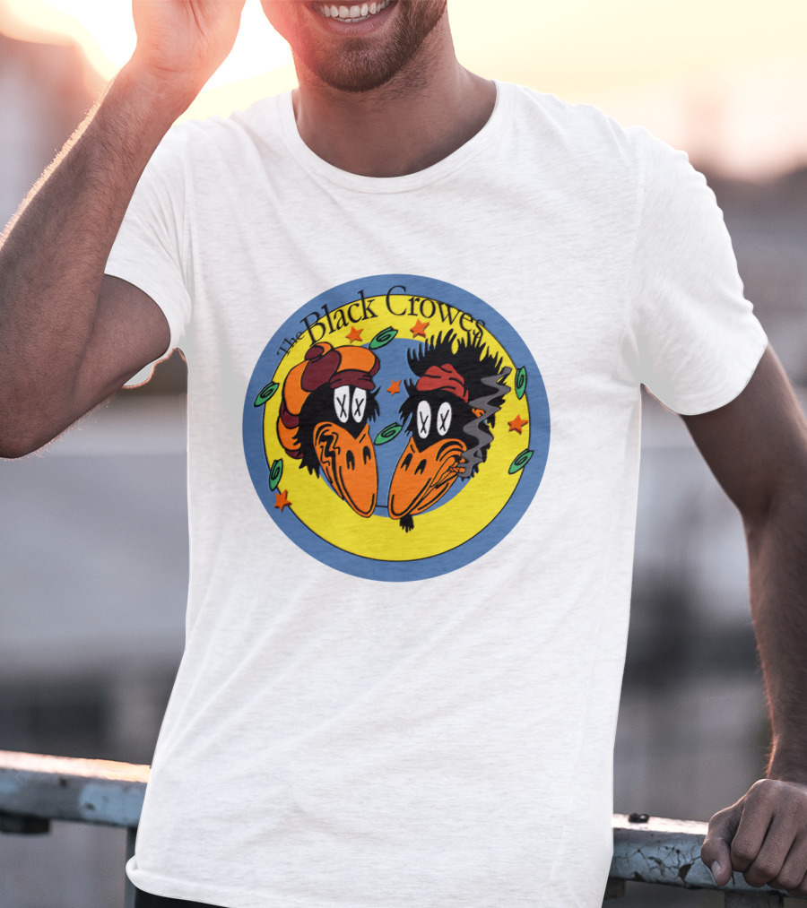 The Black Crowes Cartoon Birds Circle Stars T-Shirt