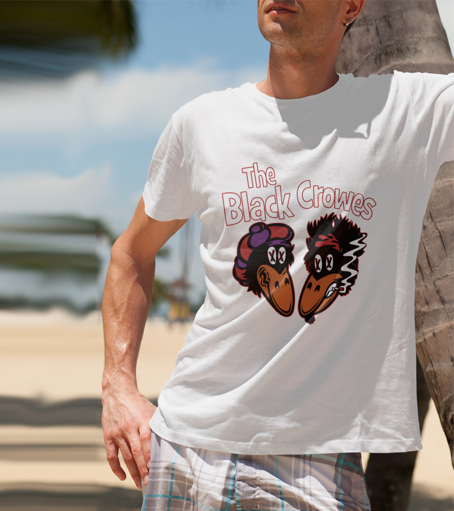 The Black Crowes Cartoon Band Logo Two Characters Smoking T-Shirt