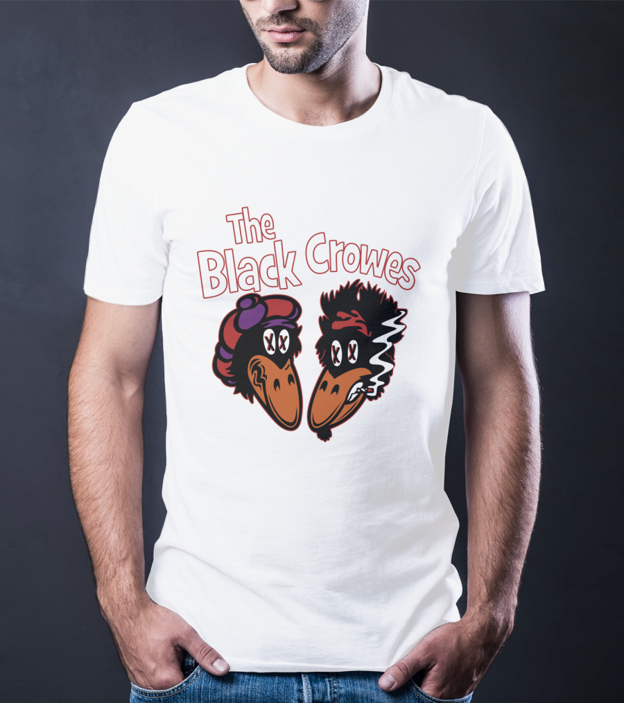 The Black Crowes Cartoon Band Logo Two Characters Smoking T-Shirt