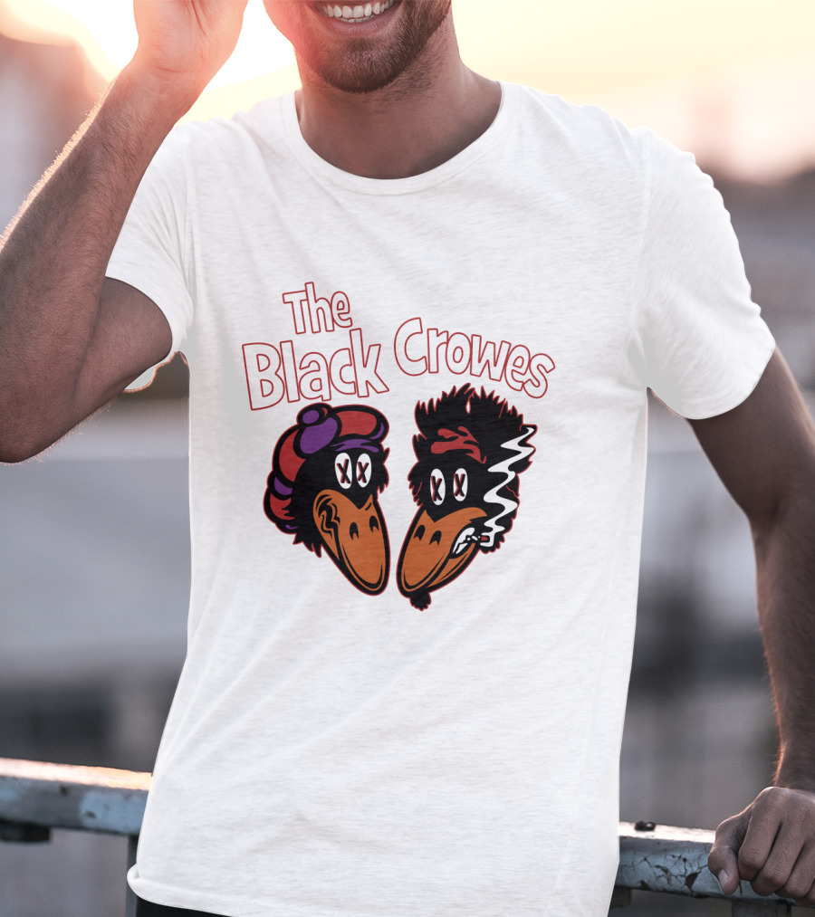 The Black Crowes Cartoon Band Logo Two Characters Smoking T-Shirt