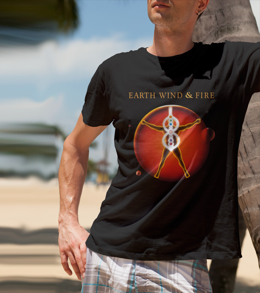 Earth Wind & Fire Ewf Human Chakra On Planet Red T-Shirt