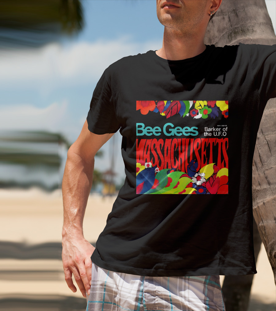 Bee Gees Massachusetts Barker Of The U.f.o. Floral Psychedelic Theme T-Shirt
