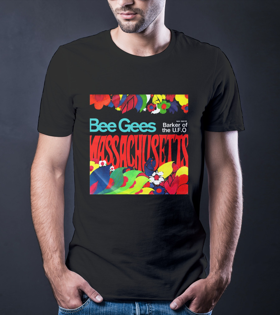 Bee Gees Massachusetts Barker Of The U.f.o. Floral Psychedelic Theme T-Shirt