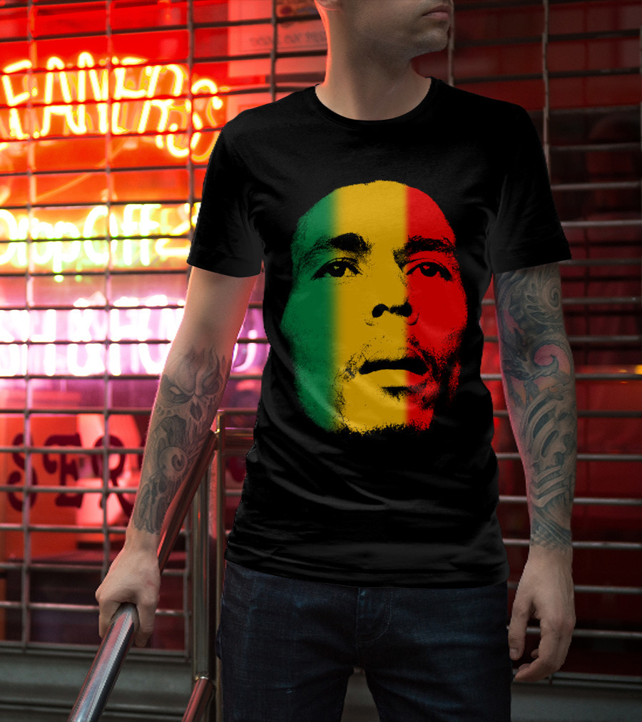 Bml Rasta Face Green Yellow Red T-Shirt