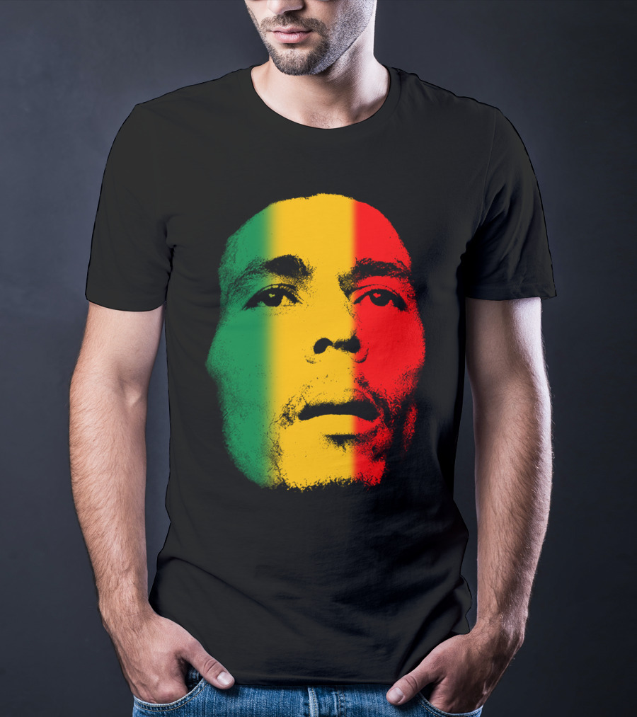 Bml Rasta Face Green Yellow Red T-Shirt