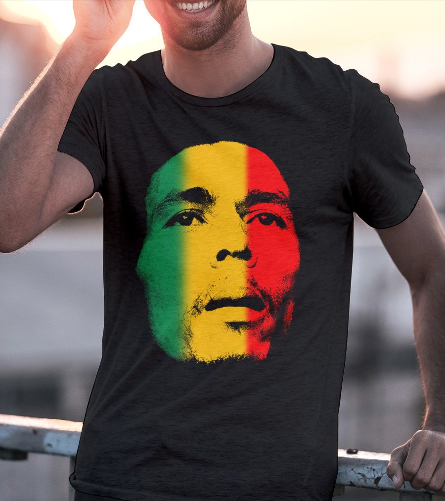 Bml Rasta Face Green Yellow Red T-Shirt