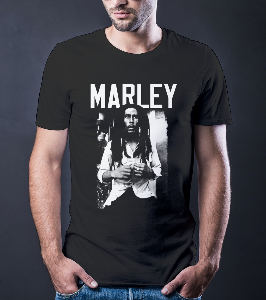 Marley Reggae Legend Iconic Portrait Black And White T-Shirt