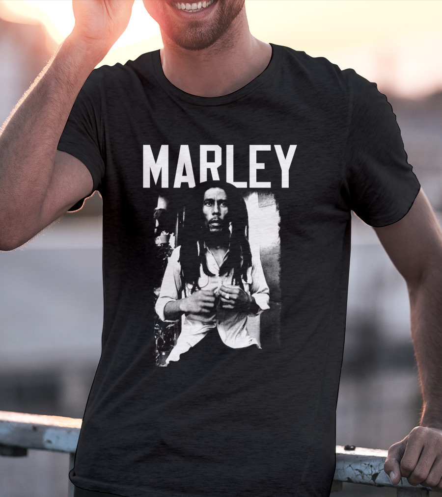 Marley Reggae Legend Iconic Portrait Black And White T-Shirt