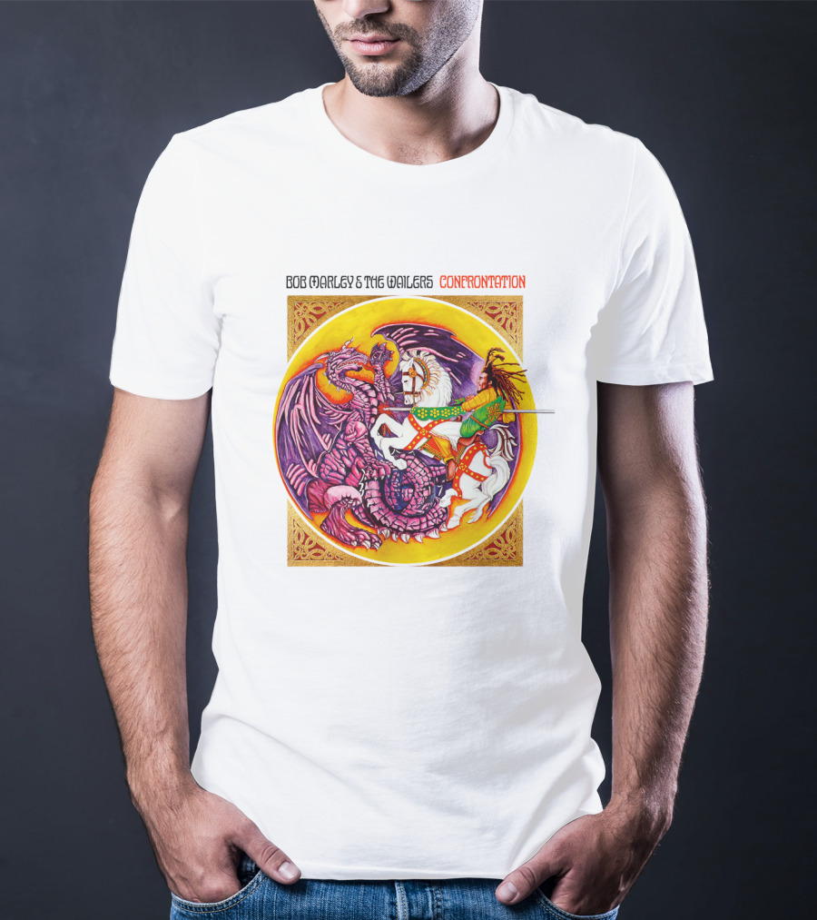 Bob Marley And The Wailers Confrontation Album Cover Dragon And Knight T-Shirt
