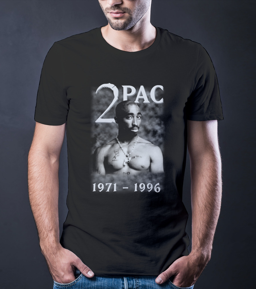 2Pac 1971-1996 Tribute Featuring Iconic Black And White T-Shirt