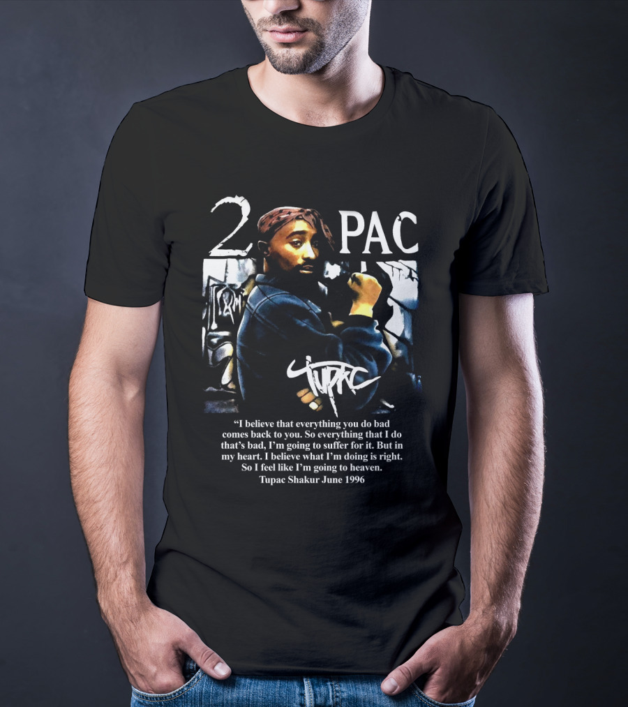 2Pac Shakur Quote June 1996 Graffiti Portrait T-Shirt