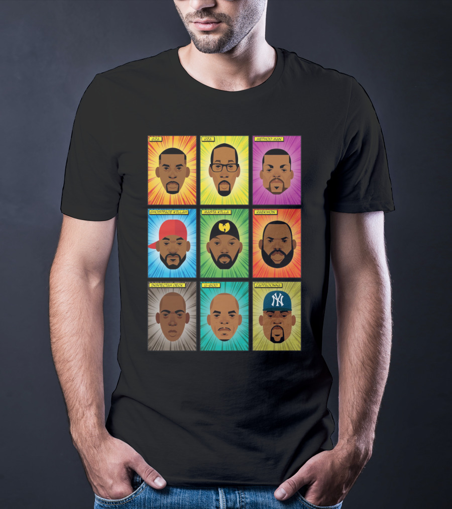 Wu-Tang Clan Gza Rza Method Man Ghostface Killah Masta Killa Raekwon Inspectah Deck U-God Cappadonna Portraits T-Shirt