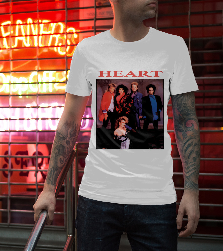 Heart Band Group Photo With Bold Red T-Shirt