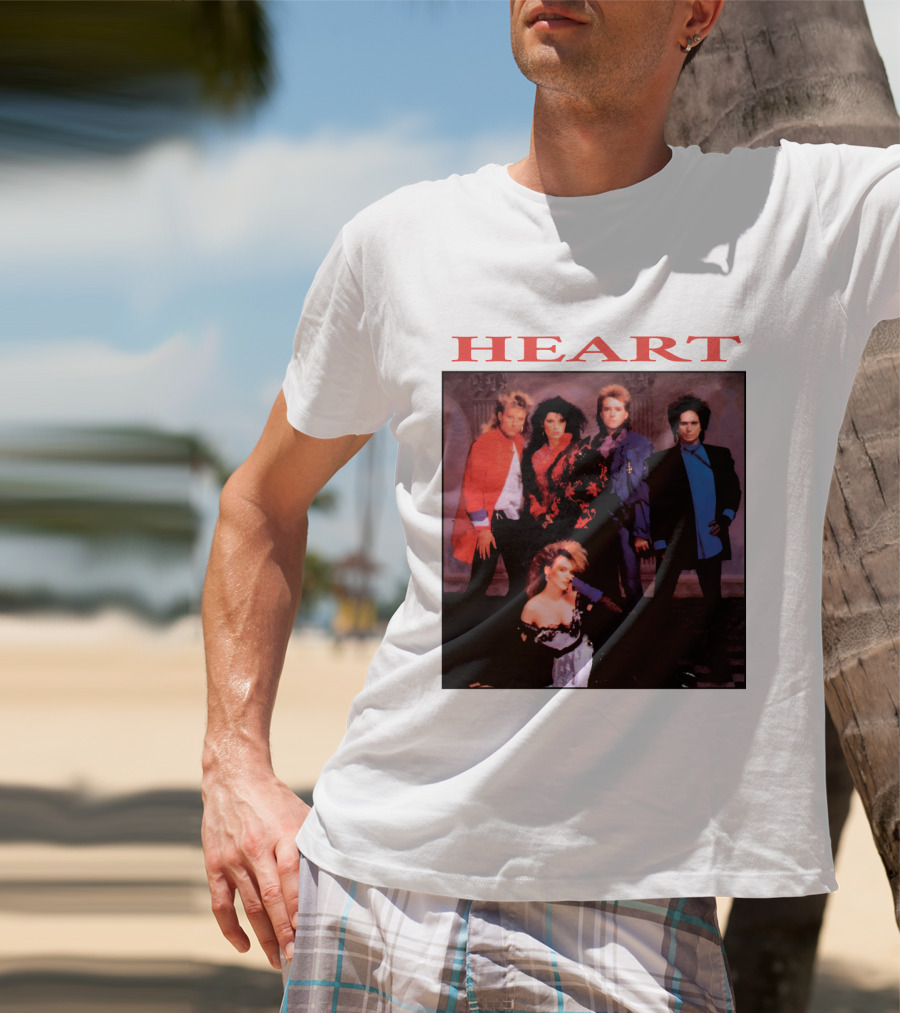 Heart Band Group Photo With Bold Red T-Shirt