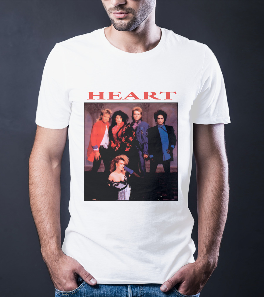 Heart Band Group Photo With Bold Red T-Shirt