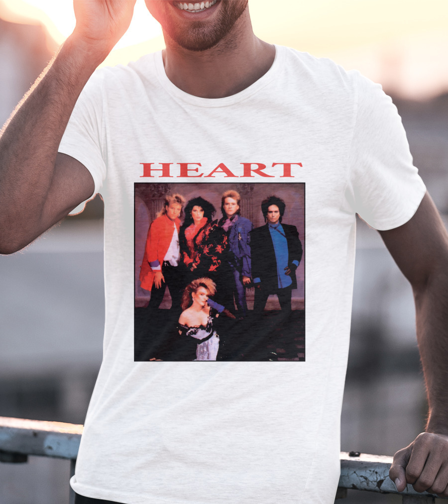 Heart Band Group Photo With Bold Red T-Shirt